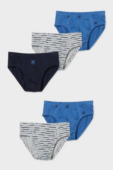 Kinderen - Set van 5 - slip - blauw / grijs