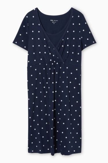 Women - Nursing nightshirt - polka dot - dark blue
