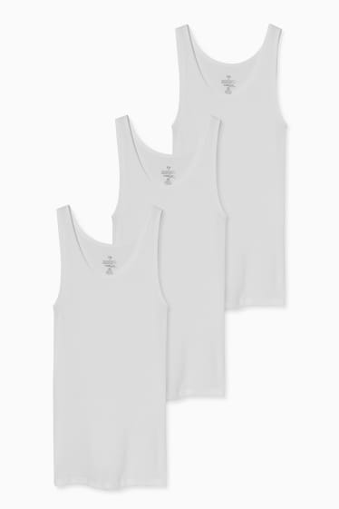 Hommes - Lot de 3 - maillots de corps - doubles côtes - blanc