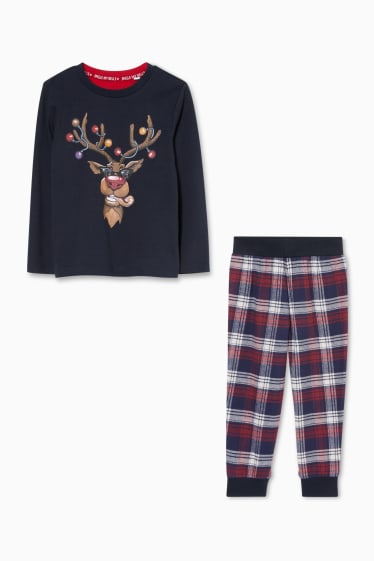 Dětské - Vánoční pyžamo - 2dílné - tmavomodrá