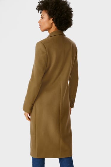 Femmes - Manteau - laine vierge italienne mélangée - kaki