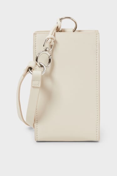 Damen - Handy-Gürteltasche - Lederimitat - beige