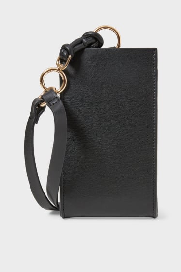 Women - Phone belt bag - faux leather - black