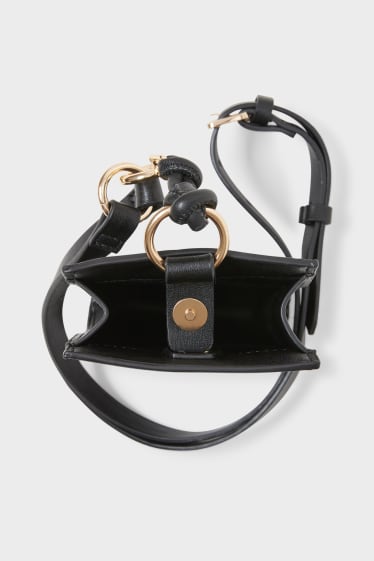 Women - Phone belt bag - faux leather - black