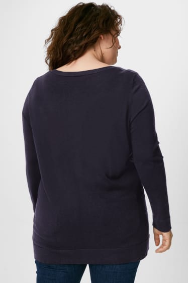 Donna - Pullover a maglia fine - effetto brillante - blu scuro