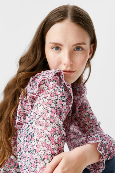 Donna - CLOCKHOUSE - blusa in chiffon - fiori - fucsia