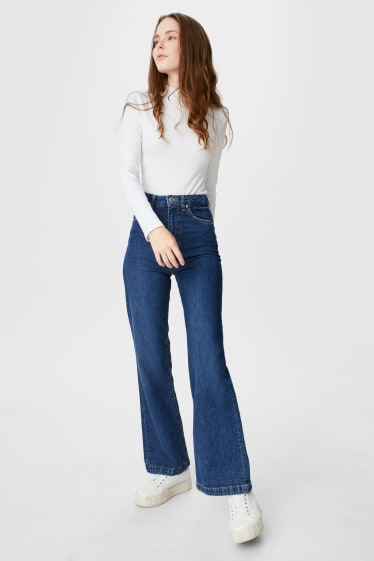 Dámské - CLOCKHOUSE - wide leg jeans - džíny - modré