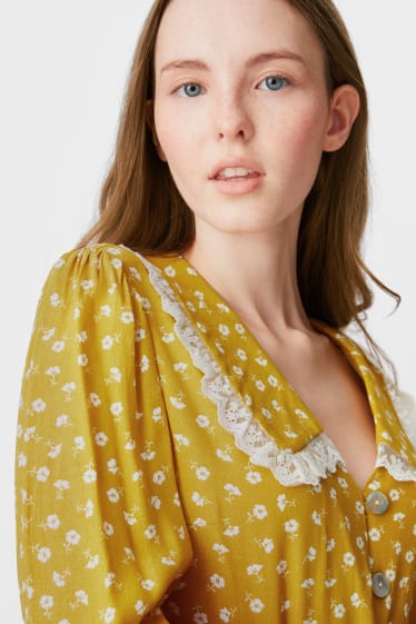 Women - CLOCKHOUSE - blouse with knot detail - floral - yellow