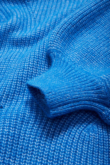 Women - Knitted dress - blue-melange