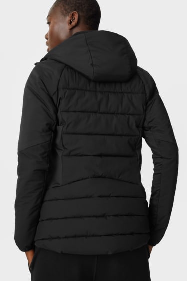 Dames - Doorgestikte jas met capuchon - THERMOLITE® - zwart
