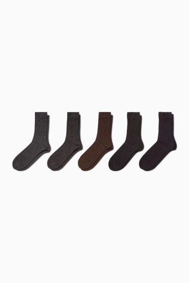 Hommes - Lot de 5 - chaussettes de tennis - Cacao