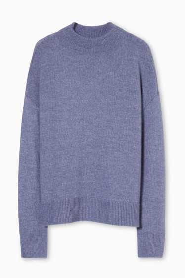 Damen - Basic-Pullover - blau-melange
