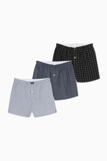 Herren - Multipack 3er - Boxershorts - gewebt - schwarz