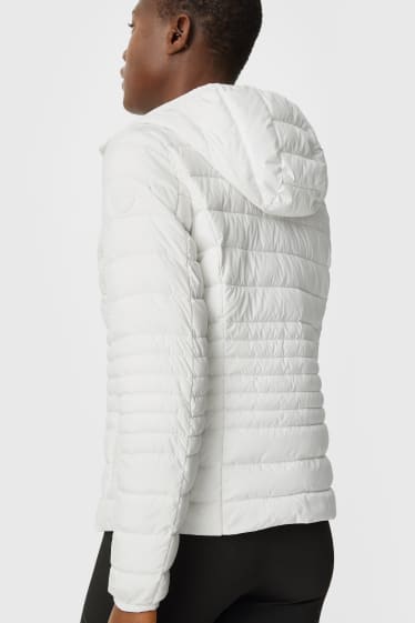 Women - Quilted jacket with hood  - white