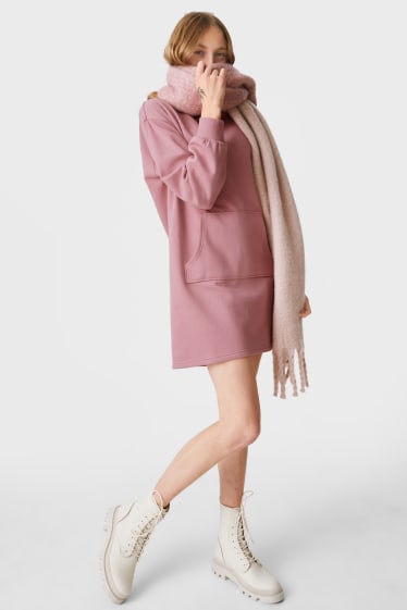 Jóvenes - CLOCKHOUSE - vestido de felpa con capucha - rosa