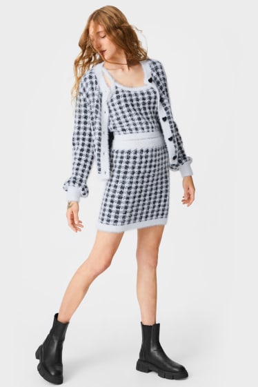 Donna - Gonna in maglia - nero / bianco