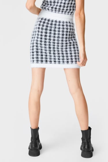 Donna - Gonna in maglia - nero / bianco