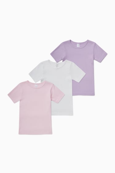 Kinderen - Set van 3 - onderhemd - wit / roze