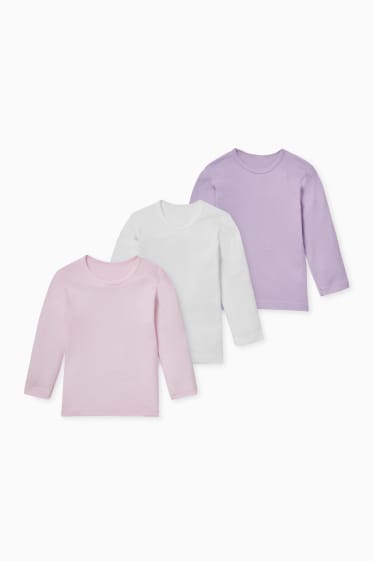 Kinderen - Set van 3 - onderhemd - wit / roze