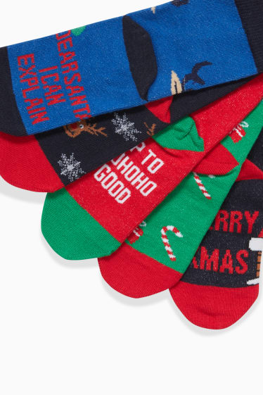 Kinderen: jongens - Set van 5 - kerstsokken - rood / donkerblauw