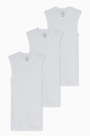 Herren - Multipack 3er - Unterhemd - Feinripp - weiß