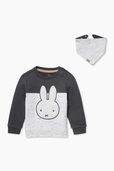 Bébés - Miffy - ensemble - sweat-shirt pour bébé et foulard triangulaire pour bébé - blanc-chiné