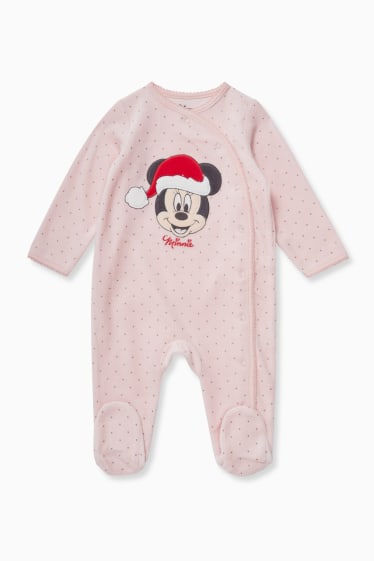 Babies - Minnie Mouse - baby Christmas sleepsuit - rose