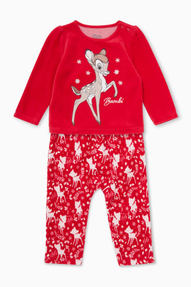 Niemowlęta - Bambi - piżamka niemowlęca w bożonarodzeniowym stylu - 2 części - czerwony