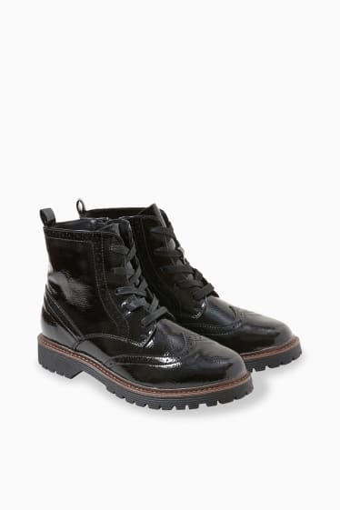 Women - Patent boots - shiny - black