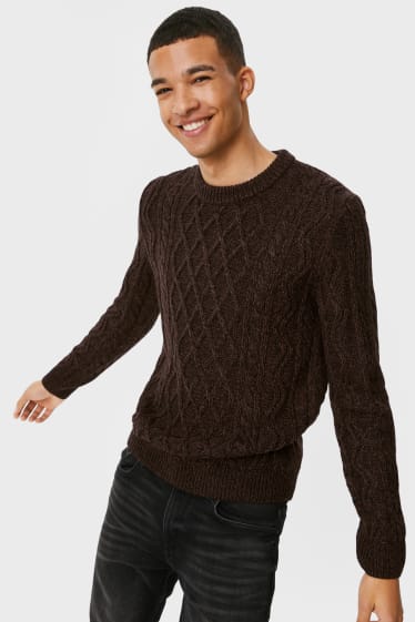 Mężczyźni - CLOCKHOUSE - sweter - ciemnobrązowy