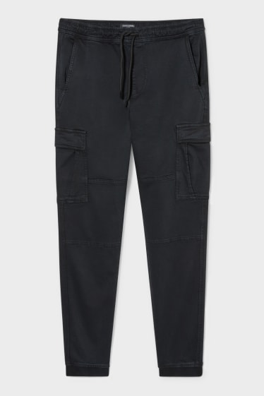 Bărbați - Pantaloni cargo - slim fit - negru