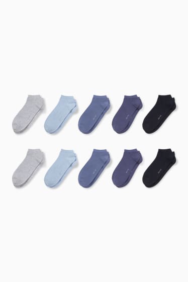 Mujer - Pack de 10 - calcetines tobilleros - azul oscuro / gris