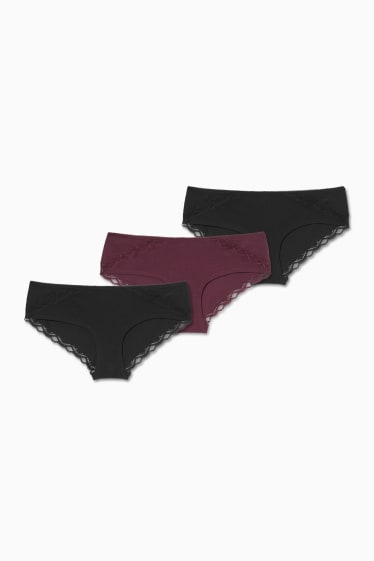 Mujer - Pack de 3 - hipsters - rojo oscuro / negro
