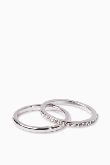 Donna - SIX - set - anello - argentato - 2 pezzi - argento