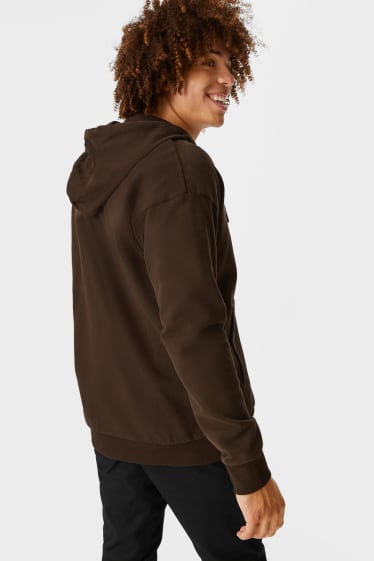 Men - CLOCKHOUSE - zip-through sweatshirt with hood - dark brown