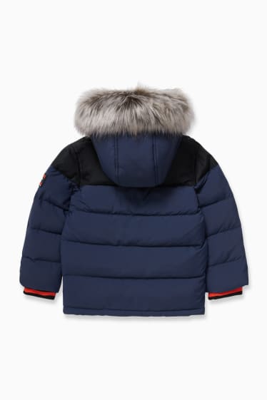 Kinder Buben - Daunenjacke mit Kapuze - dunkelblau