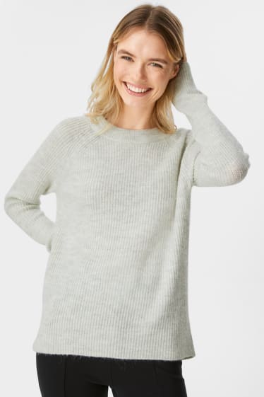 Kobiety - Sweter z linii Basic - biały-melanż