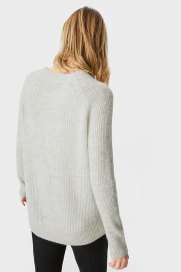 Kobiety - Sweter z linii Basic - biały-melanż