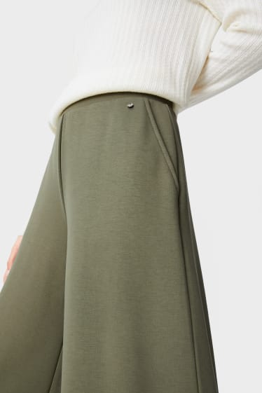 Femei - Pantaloni din jerseu basic - wide leg - verde