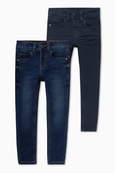 Dětské - Multipack 2 ks - termo džíny a termo kalhoty - skinny fit - tmavomodrá