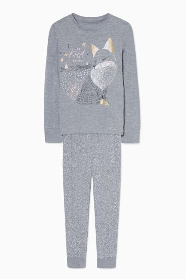 Enfants - Pyjama - 2 pièces - finition brillante - gris chiné