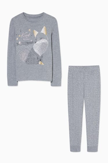 Enfants - Pyjama - 2 pièces - finition brillante - gris chiné