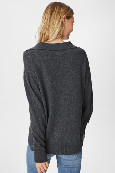 Donna - Maglione in maglia fine con percentuale di cashmere - grigio melange