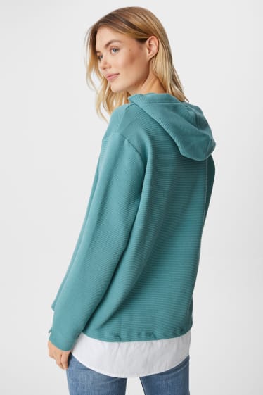 Women - Hooded jumper - 2-in-1 look - mint green