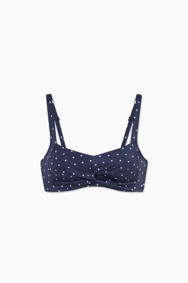 Women - Non-wired mastectomy bikini top - polka dot - dark blue