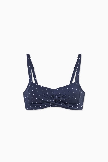 Femmes - Haut de bikini pour prothèses sans armature - motif à pois - bleu foncé