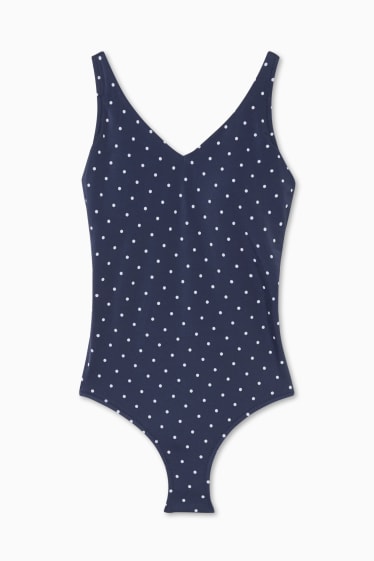 Femmes - Maillot de bain pour prothèses sans armature - motif à pois - bleu foncé