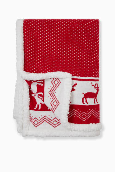 Femei - Pătură tricotată - 180 x 130 cm - roșu
