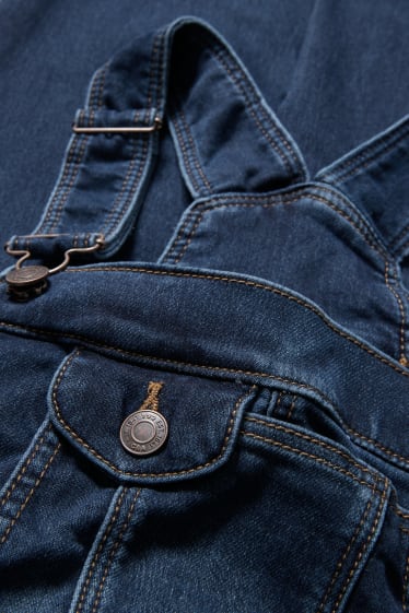 Damen - Umstandsjeans - Latzhose - jeansblaugrau