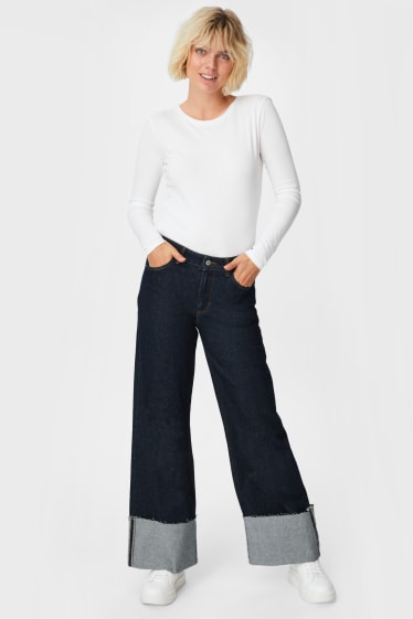 Damen - Wide Leg Jeans - dunkeljeansblau